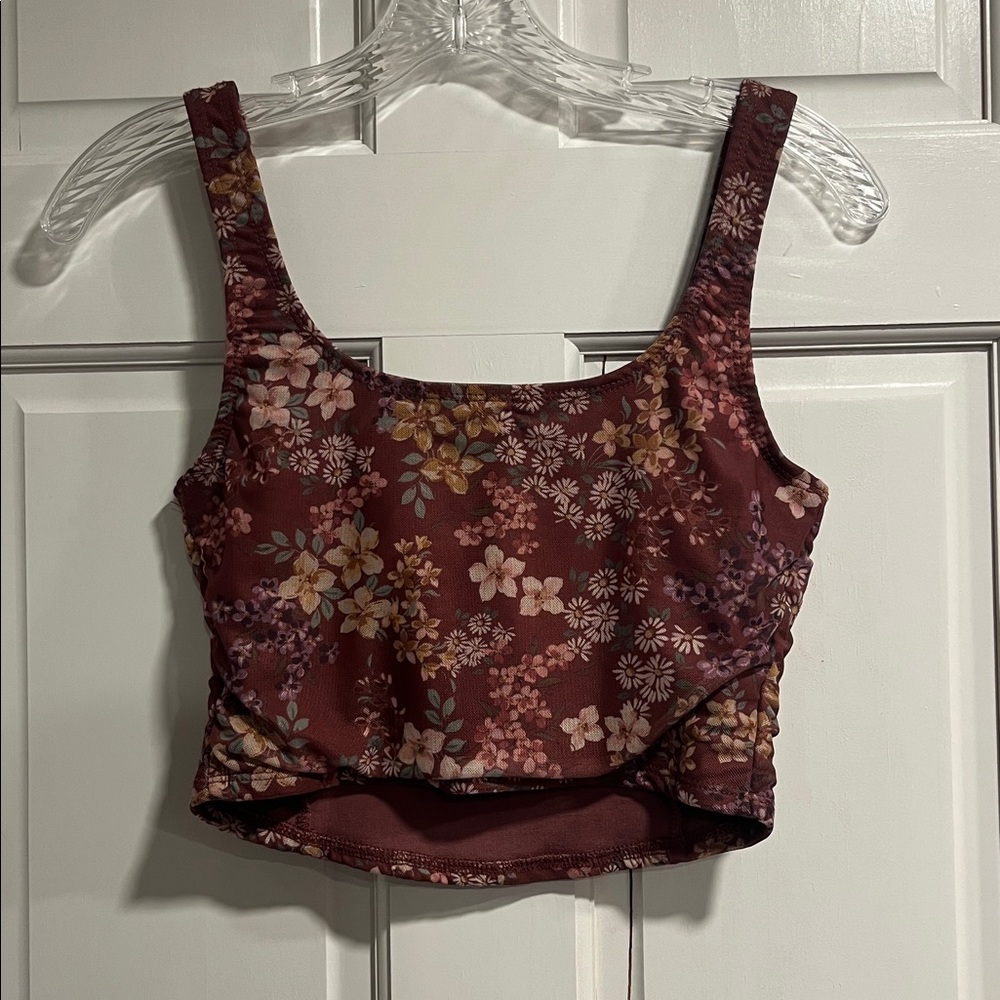 Altar’d State Mauve Floral Crop Tank Size Small Made in USA - Picture 5 of 9